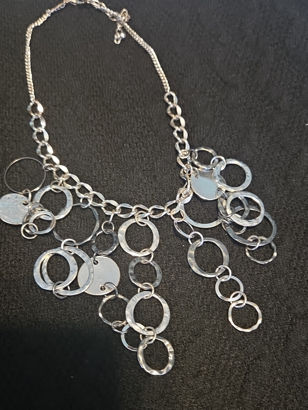 Silver Cascade Circle Drop Necklace - Women Jewelry